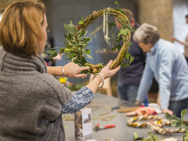 Christmas wreath making workshop at Newark Park